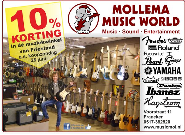 10 procent korting bij Mollema Music World