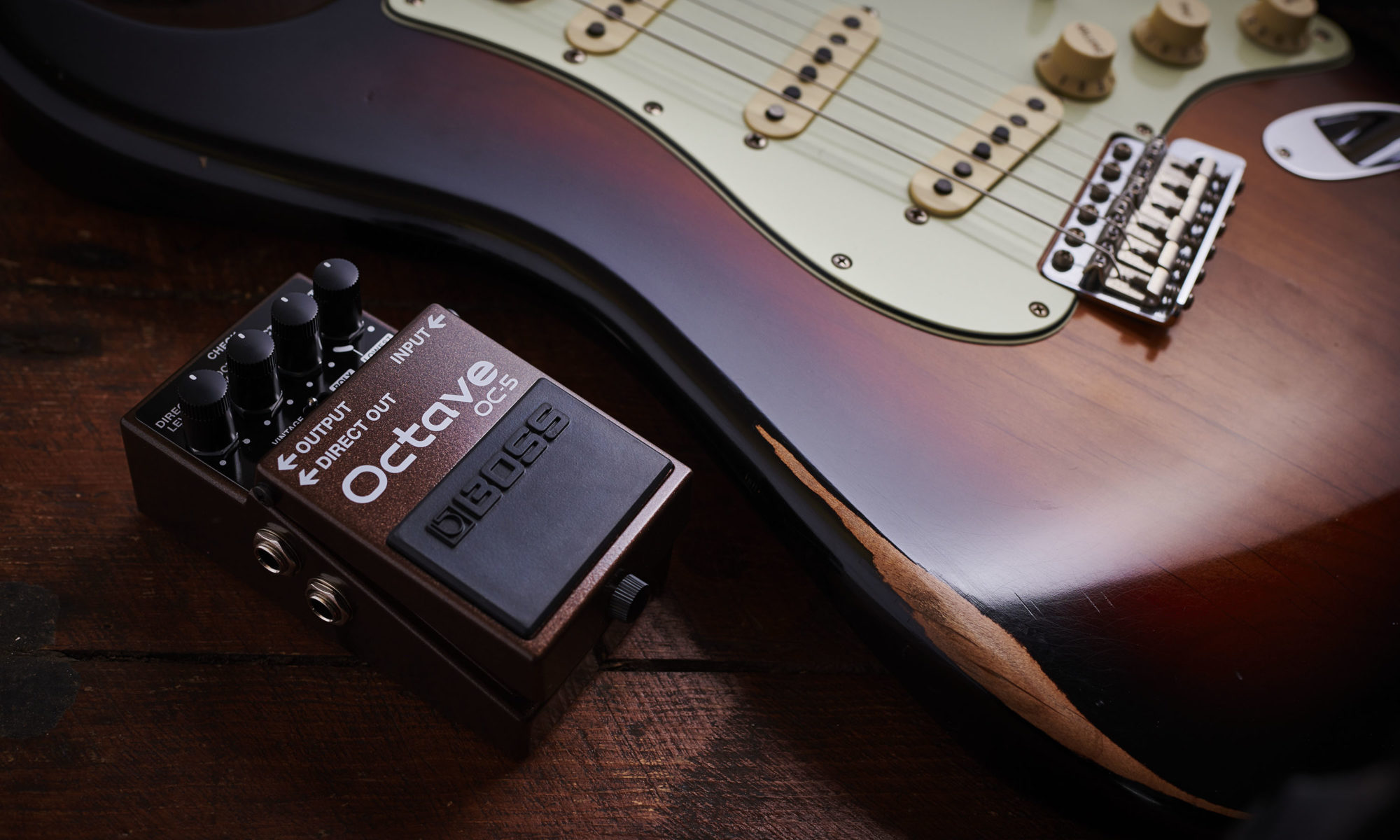 Boss OC-5 Octave met Stratocaster gitaar